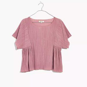 Madewell Blush Pink Short Sleeve Ribbed Pleated Dressy Short Sleeve